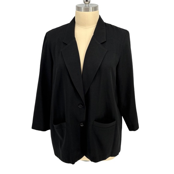 Alfred Dunner Jackets & Blazers - Alfred Dunner Vintage Blazer Black Shoulder Pads 24W